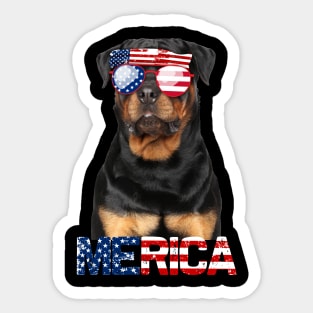 Merica Rottweiler Dog American Flag 4Th Of July Sticker